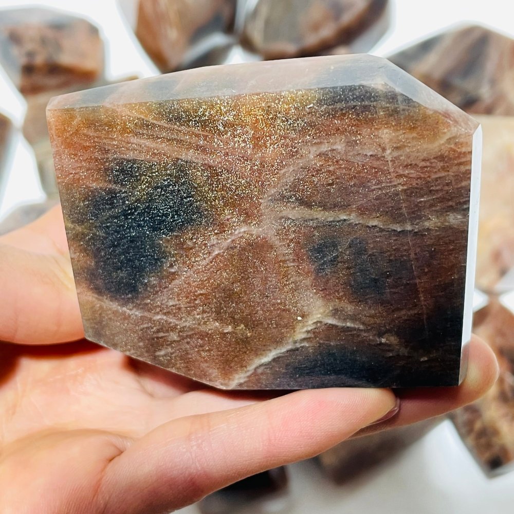 18 Pieces High Quality Large Black Rainbow Sun Stone With Hematite Free Form -Wholesale Crystals