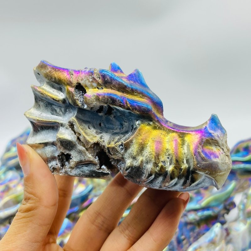 19 Pieces Large Aura Sphalerite Dragon Head Carving -Wholesale Crystals