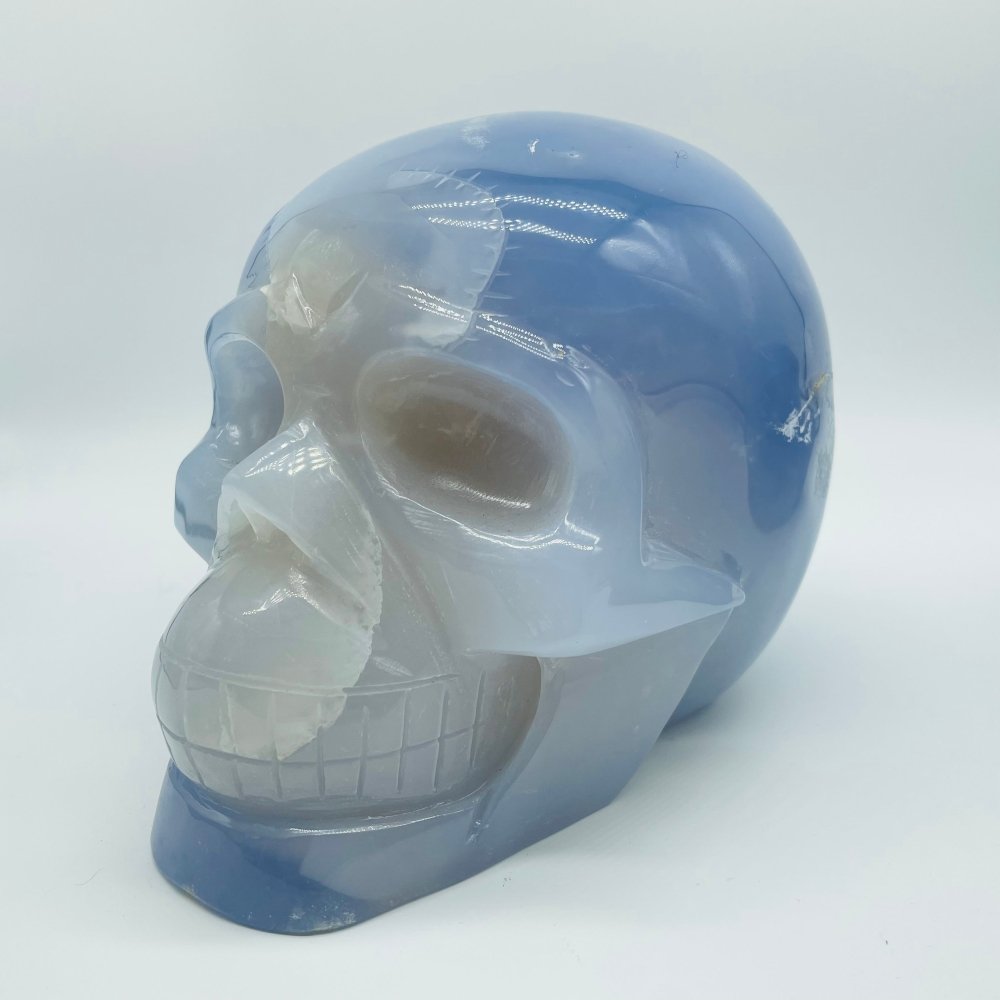 2 Pieces High Quality Blue Chalcedony Skull Carving -Wholesale Crystals