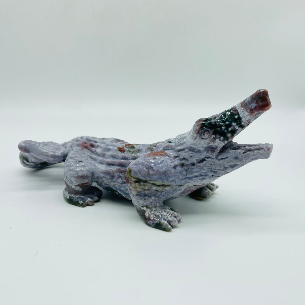 2 Pieces Ocean Jasper Crocodile Carving -Wholesale Crystals