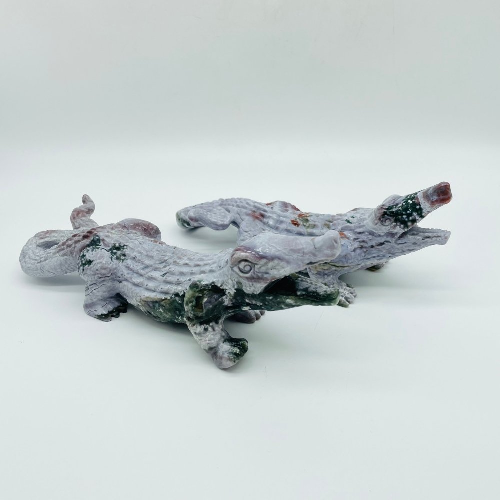 2 Pieces Ocean Jasper Crocodile Carving -Wholesale Crystals
