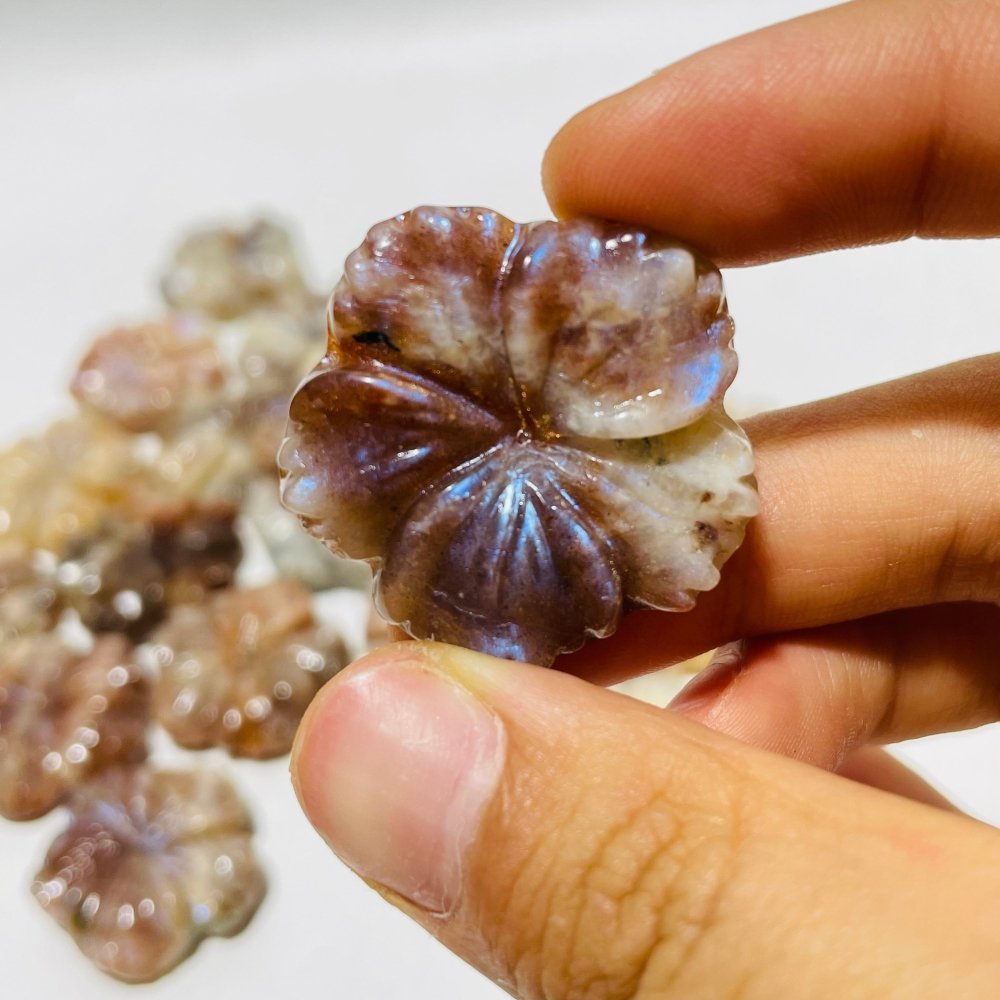 21 Pieces Beautiful Moonstone Mixed Sunstone Flower Carving -Wholesale Crystals