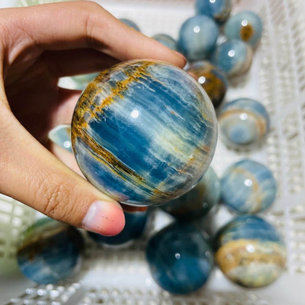 21 Pieces Blue Onyx Sphere Ball -Wholesale Crystals