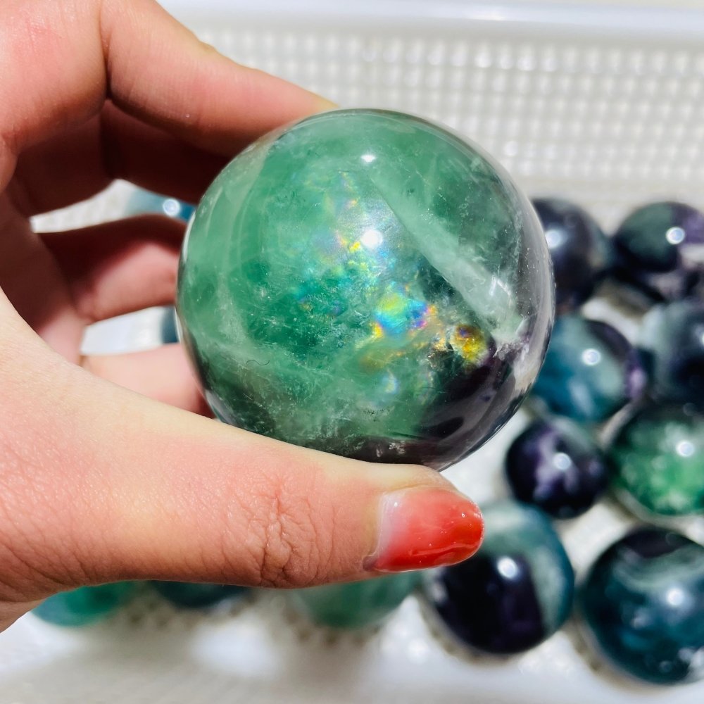 24 Pieces Feather Fluorite Sphere Ball -Wholesale Crystals