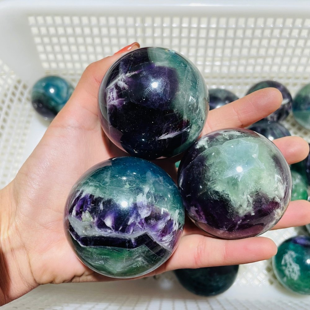 24 Pieces Feather Fluorite Sphere Ball -Wholesale Crystals