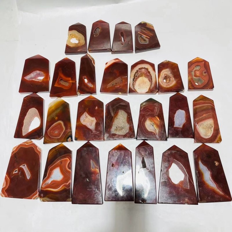 25 Pieces Beautiful Geode Carnelian Tower Points -Wholesale Crystals