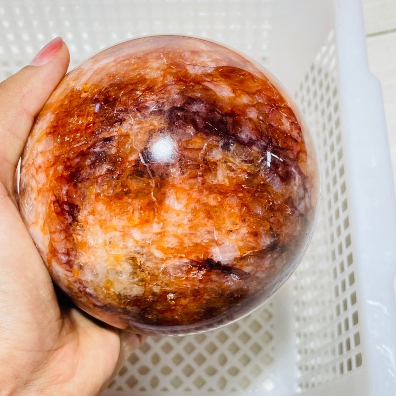 3 Pieces Large Red Fire Quartz Spheres -Wholesale Crystals