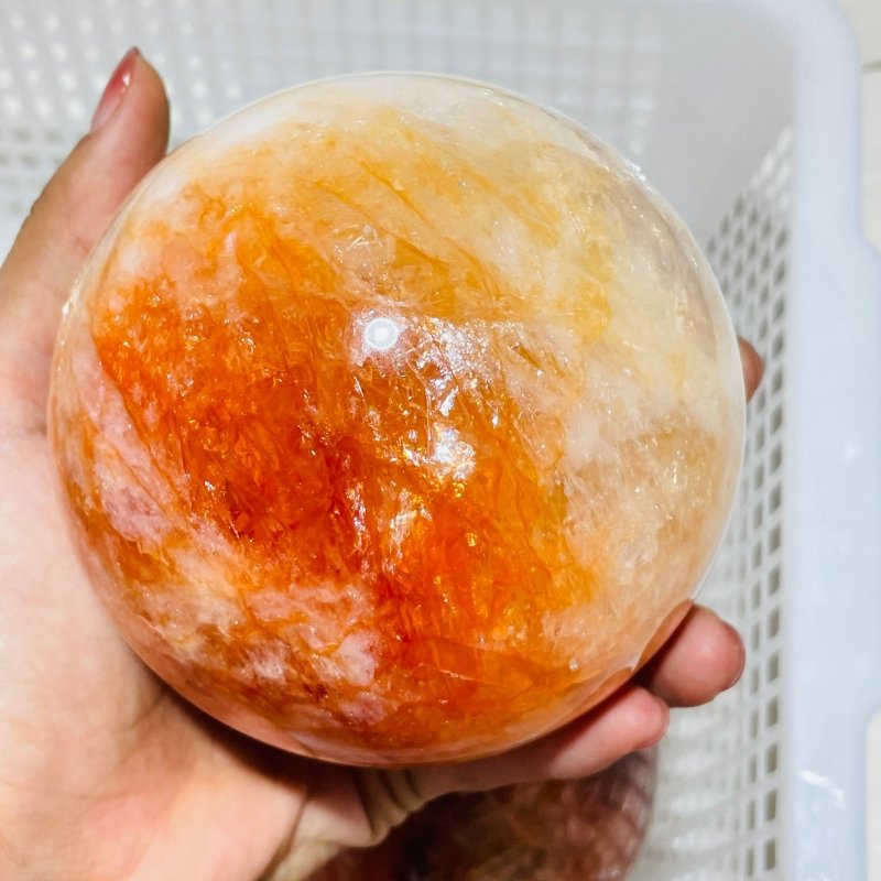 3 Pieces Large Red Fire Quartz Spheres -Wholesale Crystals