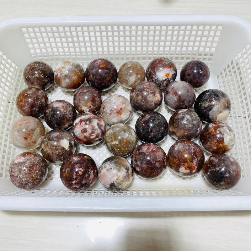 26 Pieces Beautiful Fire Quartz Spheres -Wholesale Crystals