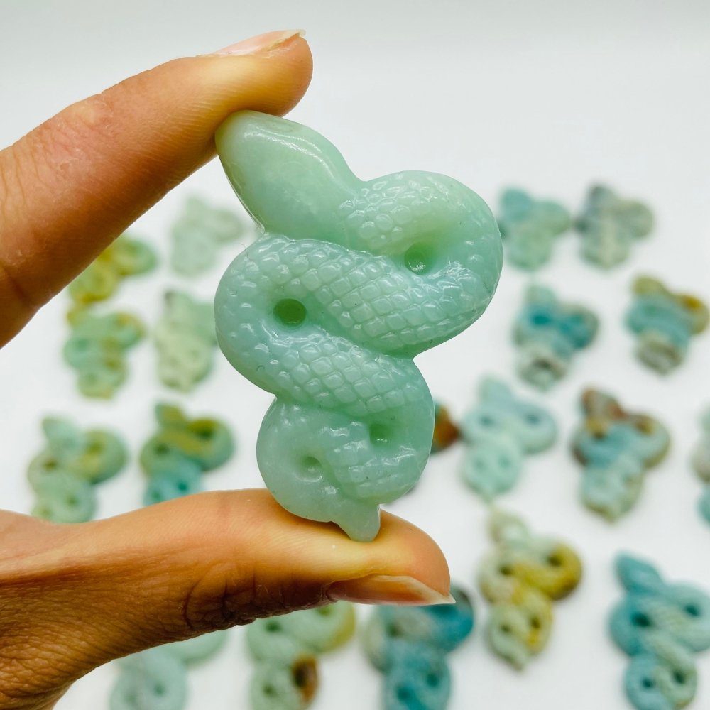 28 Pieces Blue Caribbean Calcite Snake Carving -Wholesale Crystals