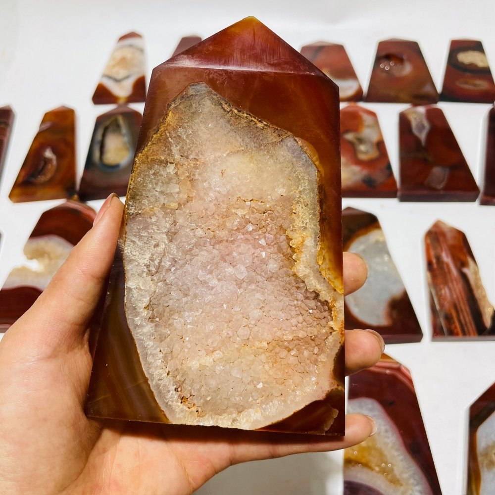28 Pieces Druzy Carnelian Tower Point -Wholesale Crystals