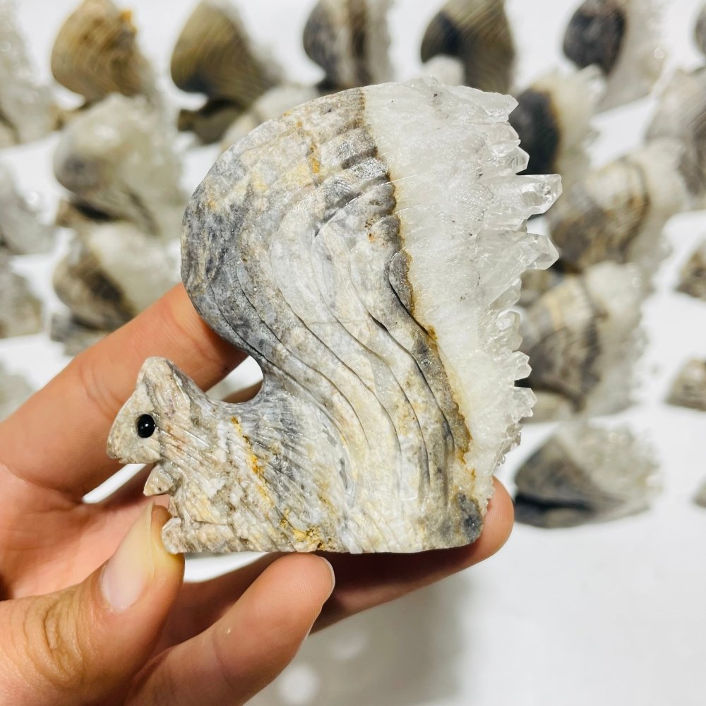 29 Pieces Clear Quartz Cluster Squirrel Carving -Wholesale Crystals