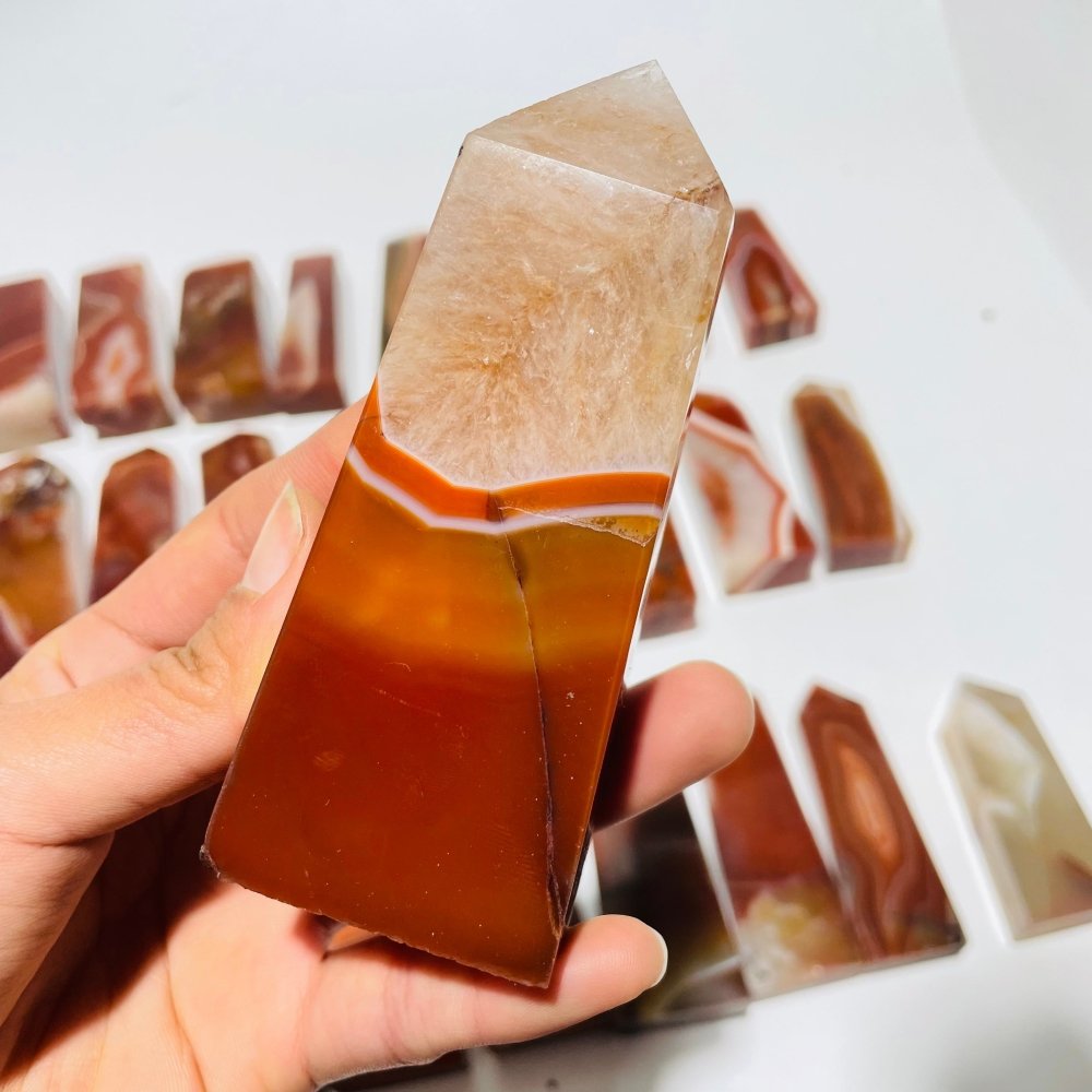 29 Pieces Fat Four-Sided Carnelian Points -Wholesale Crystals