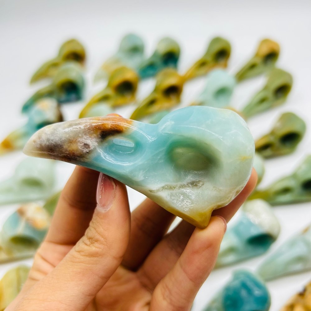 30 Pieces High Quality Caribbean Calcite Crow Skull Carving -Wholesale Crystals