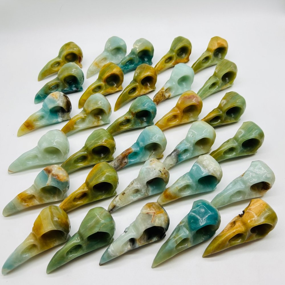 30 Pieces High Quality Caribbean Calcite Crow Skull Carving -Wholesale Crystals
