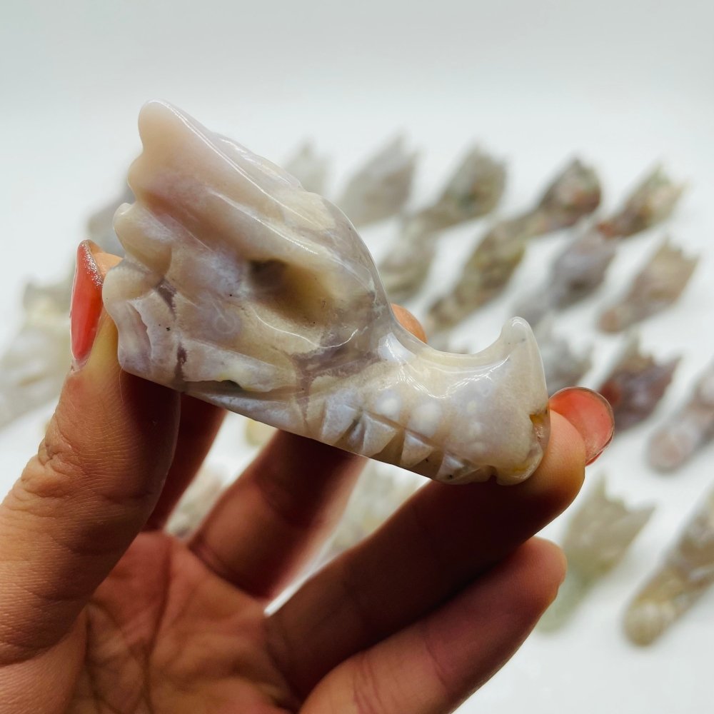 30 Pieces Sakura Agate Dragon Head Carving -Wholesale Crystals