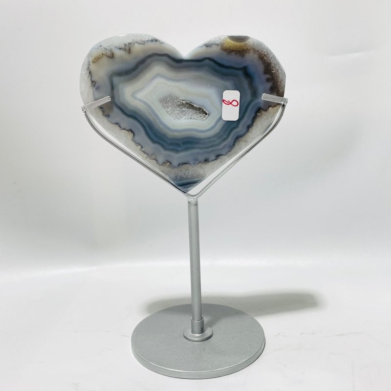 5 Pieces Geode Agate Heart With Stand - Wholesale Crystals