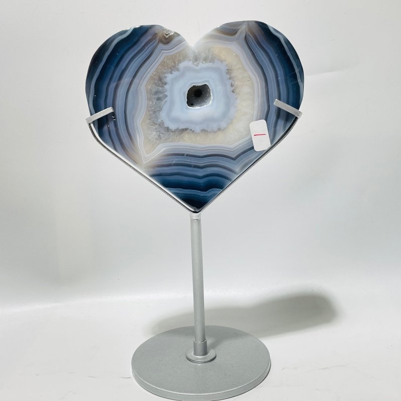 5 Pieces Geode Agate Heart With Stand - Wholesale Crystals