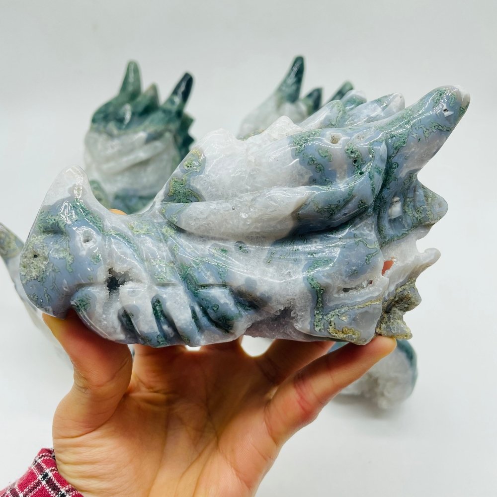 5 Pieces Moss Agate Dragon Head Carving -Wholesale Crystals