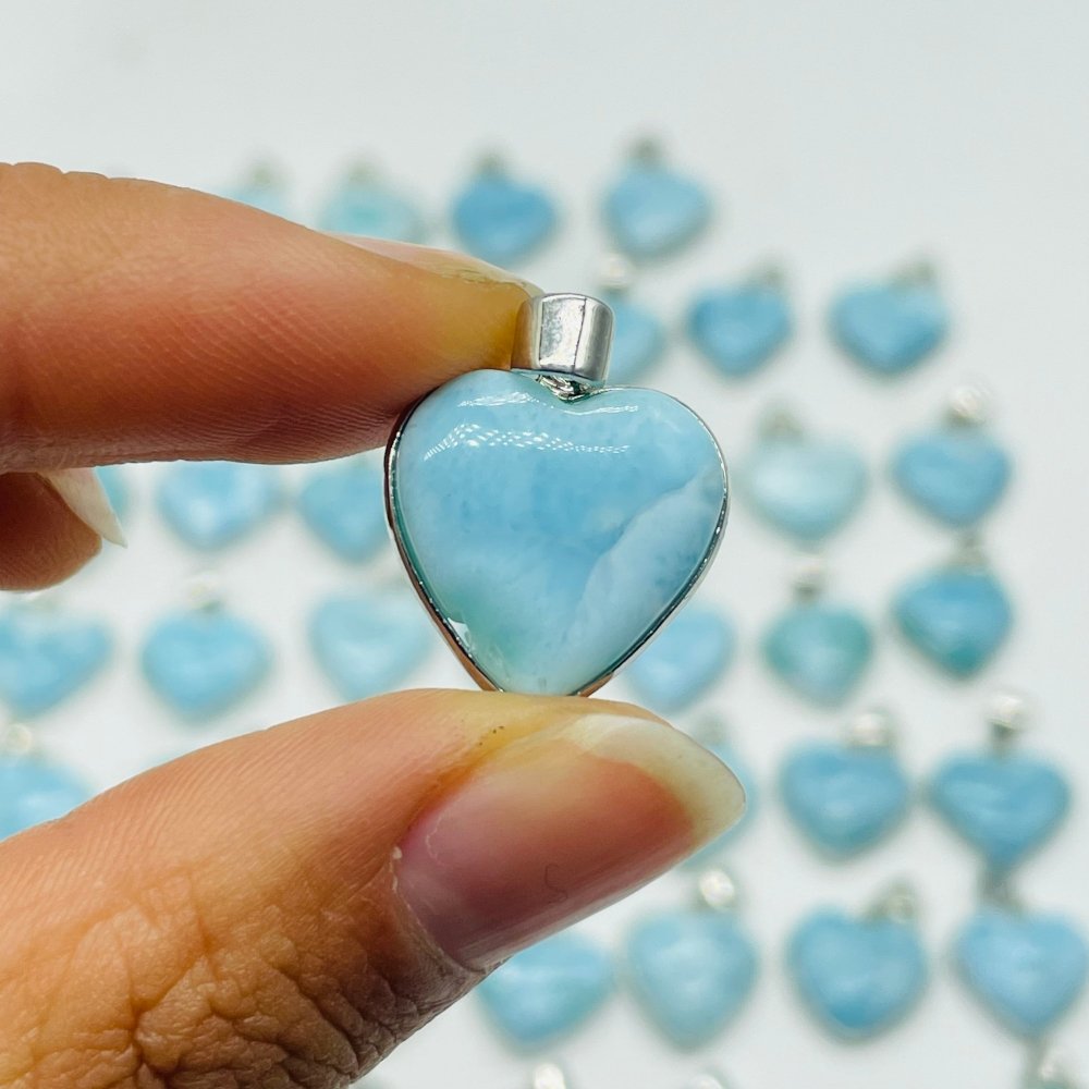 54 Pieces Larimar Heart Charm Pendant -Wholesale Crystals