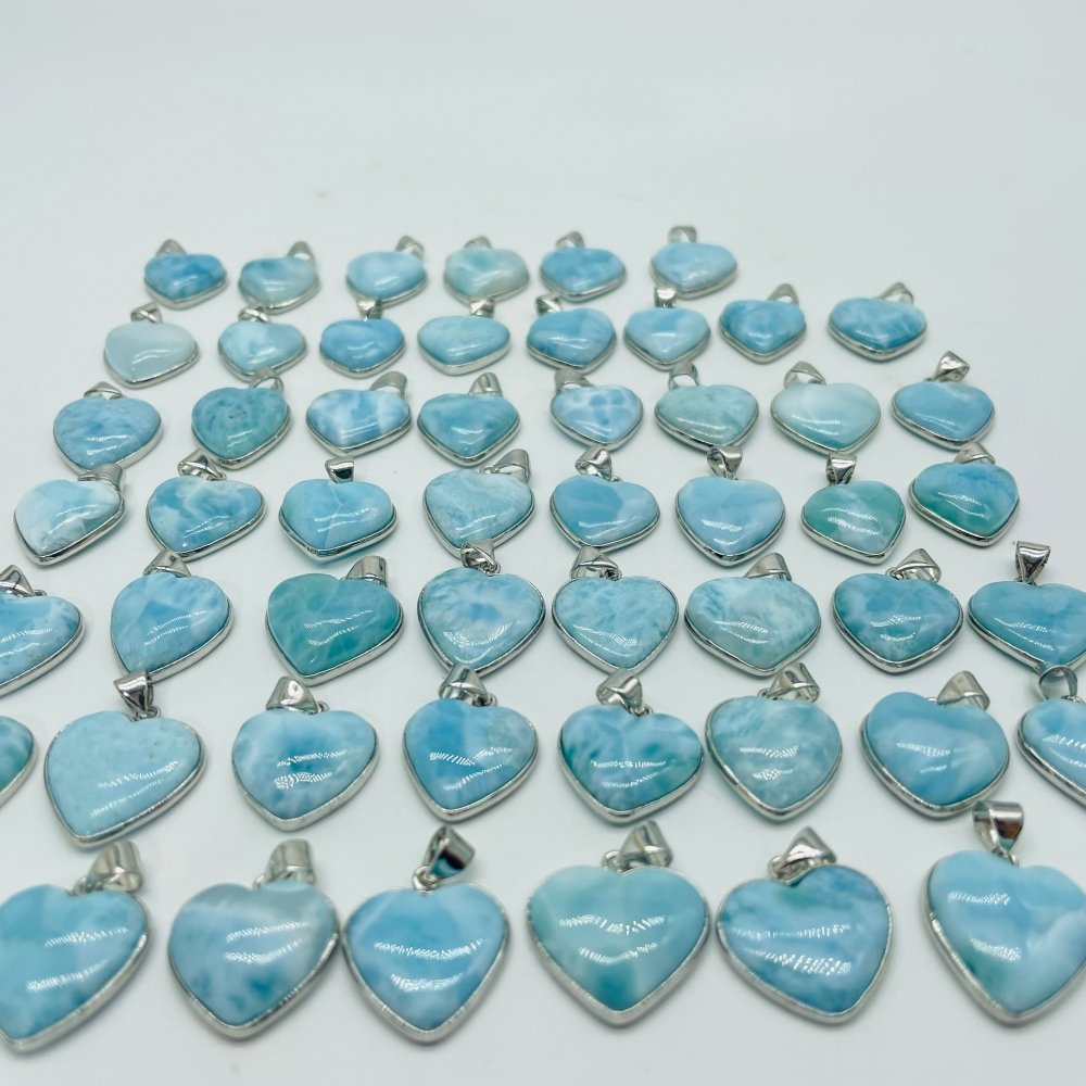 54 Pieces Larimar Heart Charm Pendant -Wholesale Crystals