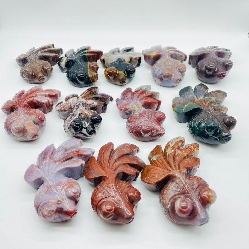 12 Pieces Ocean Jasper GoldFish Carving -Wholesale Crystals
