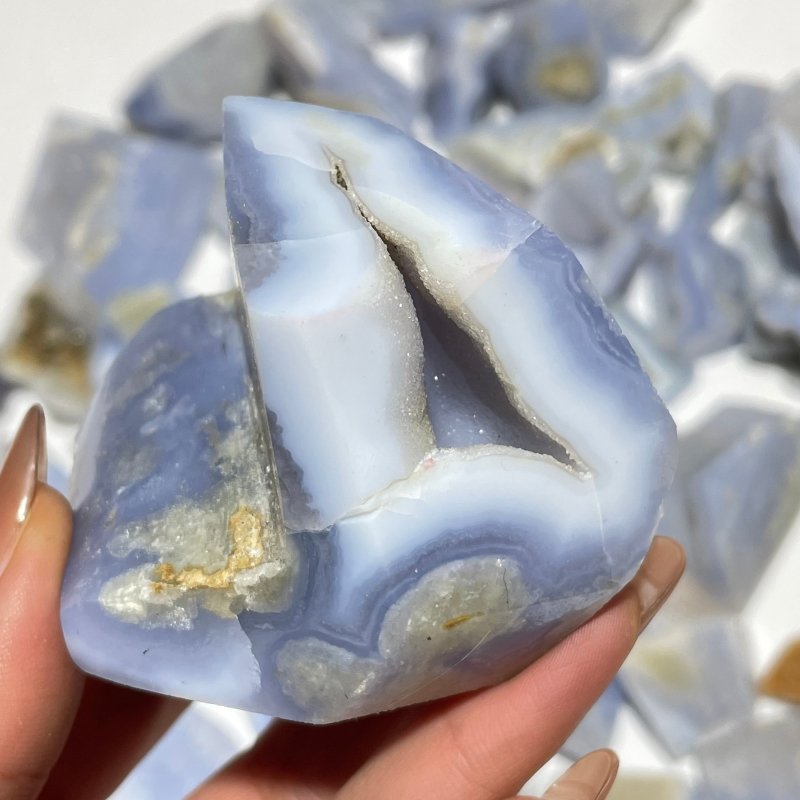 68 Pieces Small Blue Chalcedony Geode Druzy Free Form -Wholesale Crystals