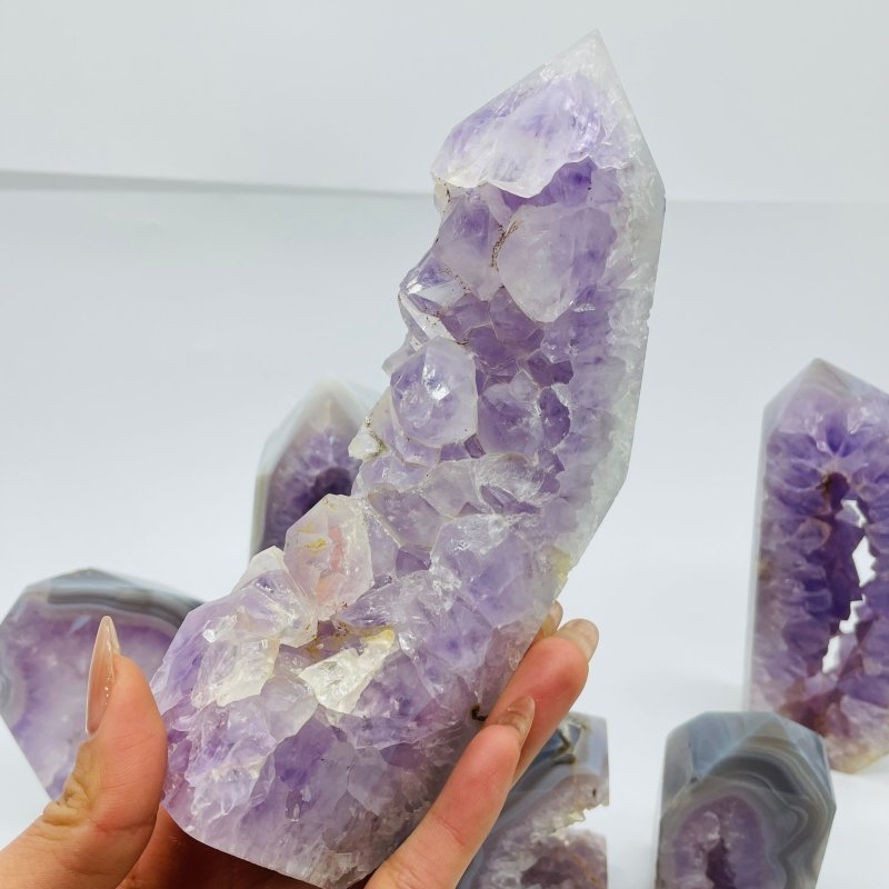 7 Pieces Geode Amethyst Agate Tower Points -Wholesale Crystals