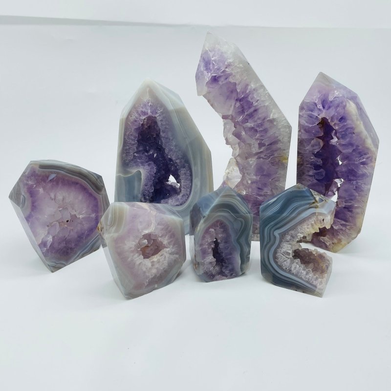 7 Pieces Geode Amethyst Agate Tower Points -Wholesale Crystals