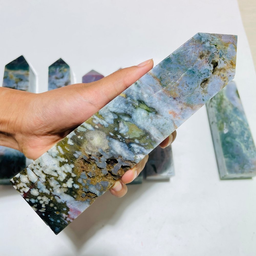 7 Pieces Large Ocean Jasper Four-Sided Tower Points -Wholesale Crystals