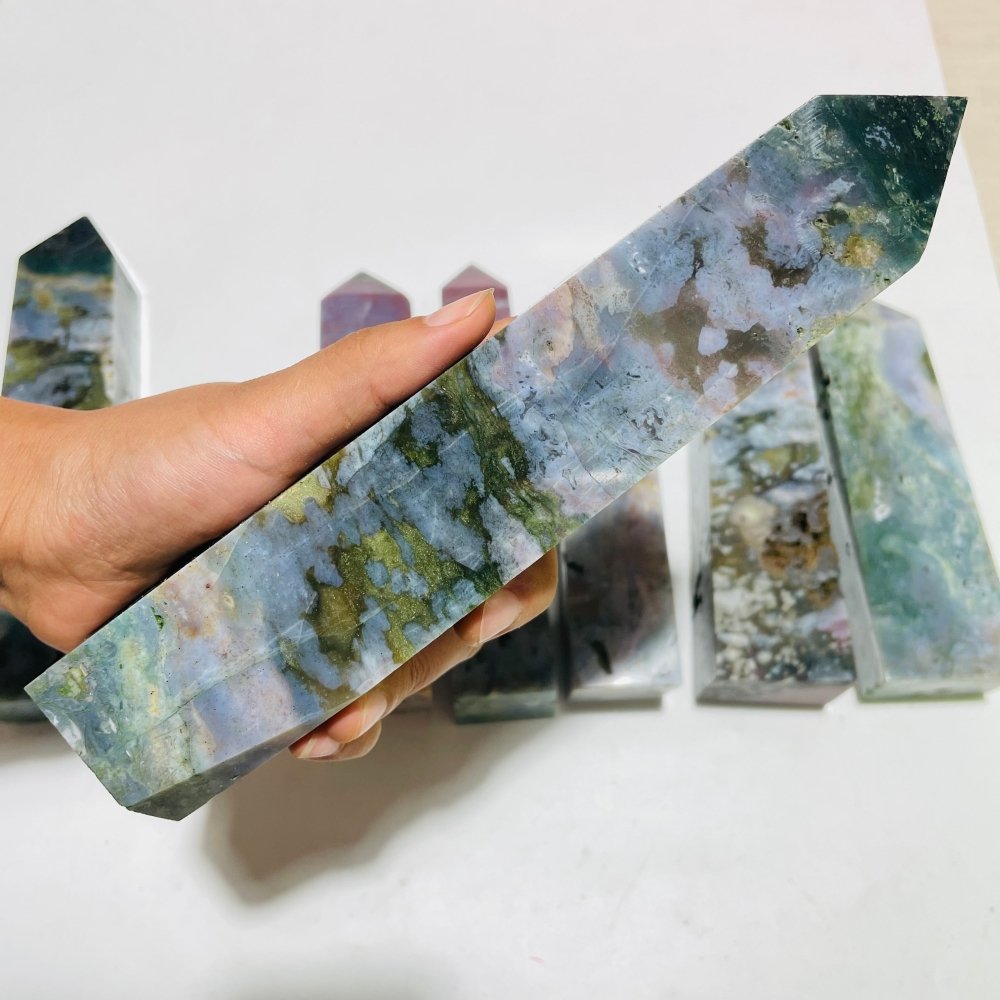 7 Pieces Large Ocean Jasper Four-Sided Tower Points -Wholesale Crystals
