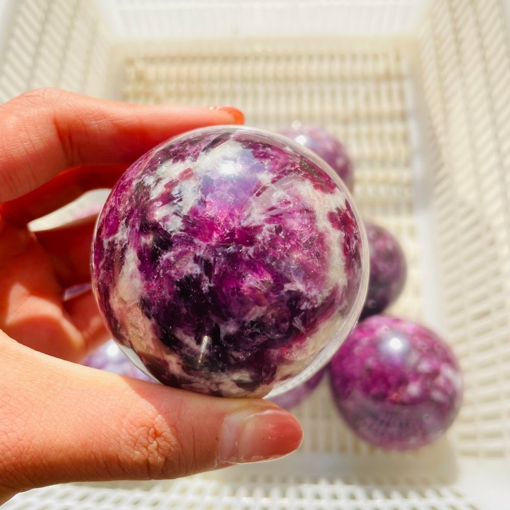 8 Pieces High Quality Spark Lepidolite Spheres -Wholesale Crystals