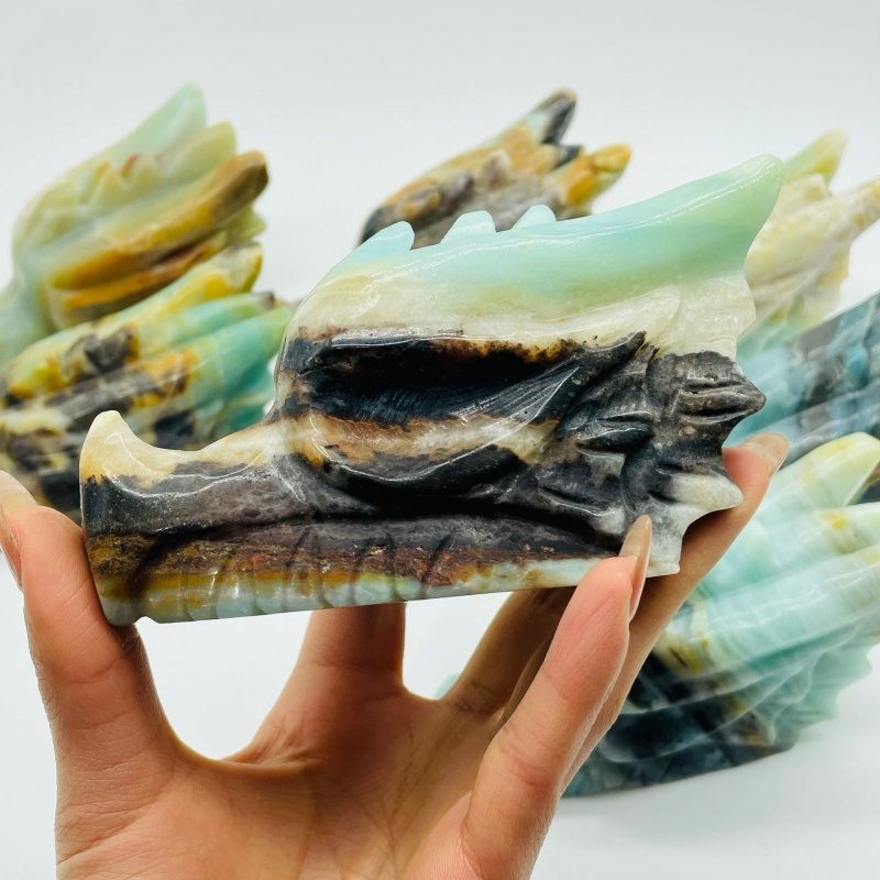 8 Pieces Large Caribbean Calcite Dragon Head Carving -Wholesale Crystals