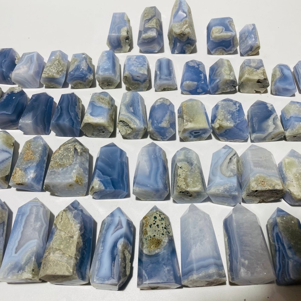48 Pieces Blue Chalcedony Points -Wholesale Crystals