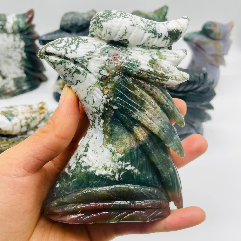 9 Pieces Ocean Jasper Rhyticeros Undulatus Birds Carving -Wholesale Crystals