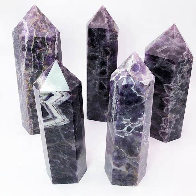 High quality large amethyst chevron tower -Wholesale Crystals