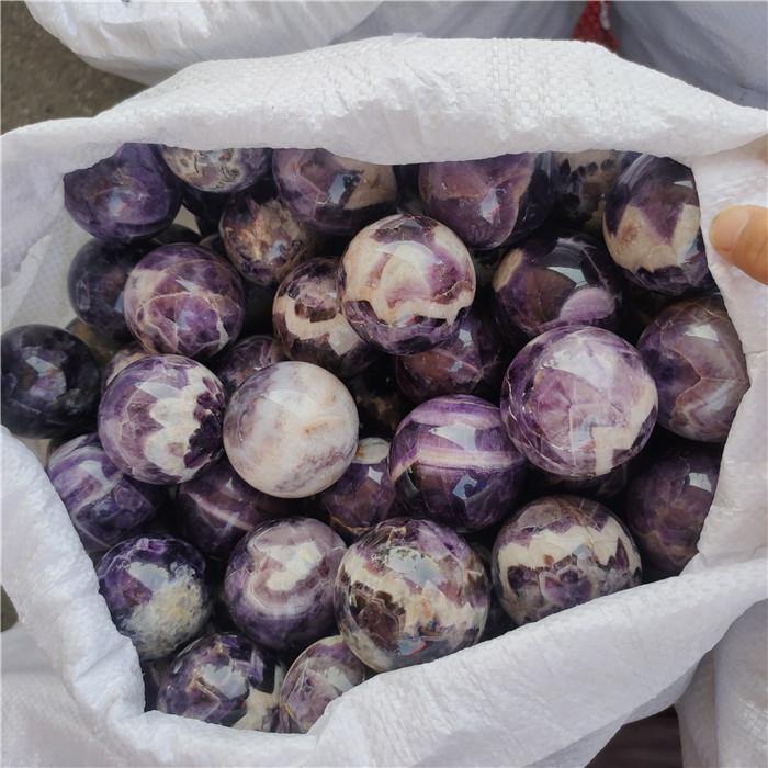 amethyst chevron sphere ball 1.5-2.5in(4-6.2cm) -Wholesale Crystals