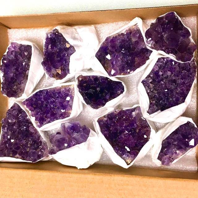 Dark purple amethyst cluster with box -Wholesale Crystals