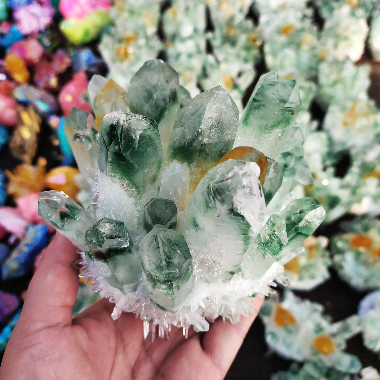 Green Aura Crystal Cluster -Wholesale Crystals