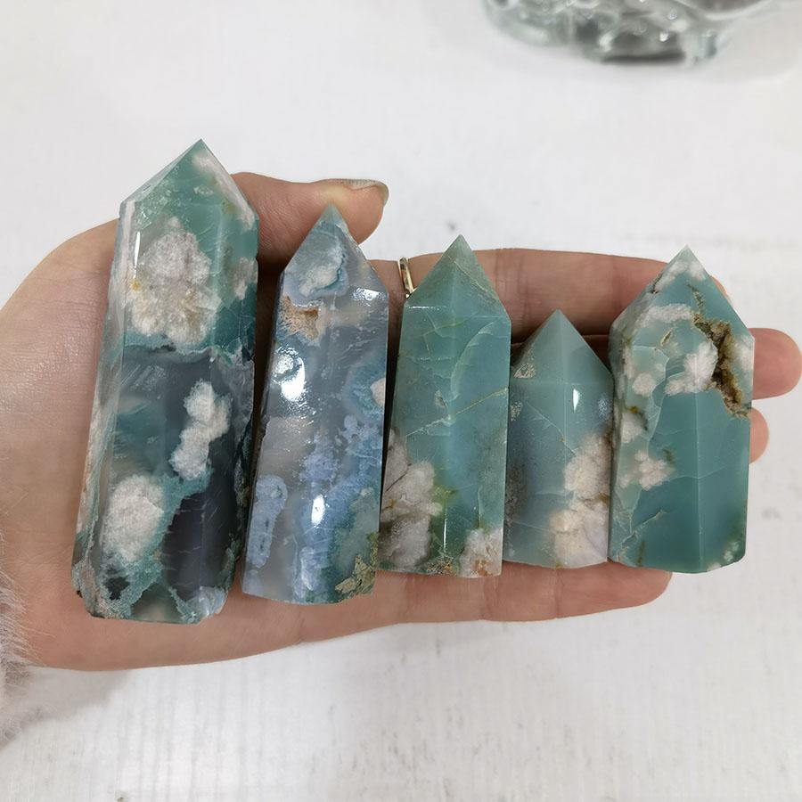 Green Sakura Agate Point Rare -Wholesale Crystals