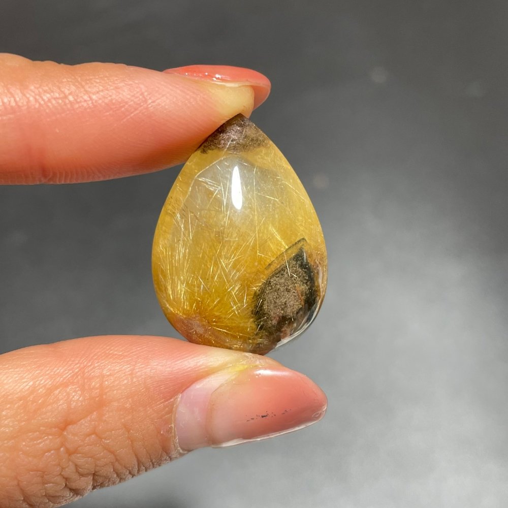 Beautiful Golden Rutile Mixed Green Garden Quartz Teardrop Pendant -Wholesale Crystals