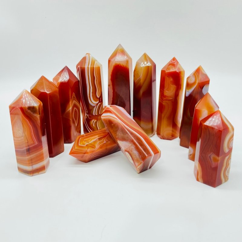 Beautiful Red Carnelian Stripe Tower Point Crystal Wholesale -Wholesale Crystals