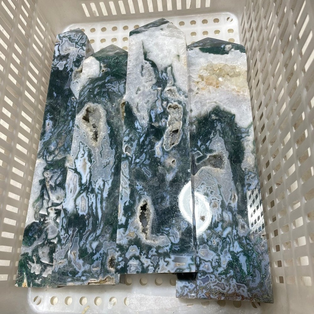 Big Moss Agate Points -Wholesale Crystals