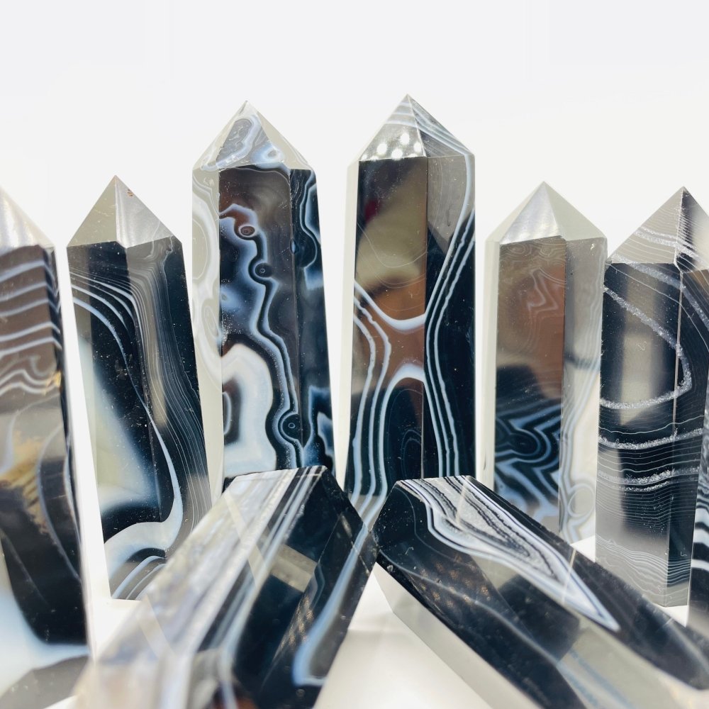 Black Agate Stripe Tower Points Crystal Wholesale -Wholesale Crystals