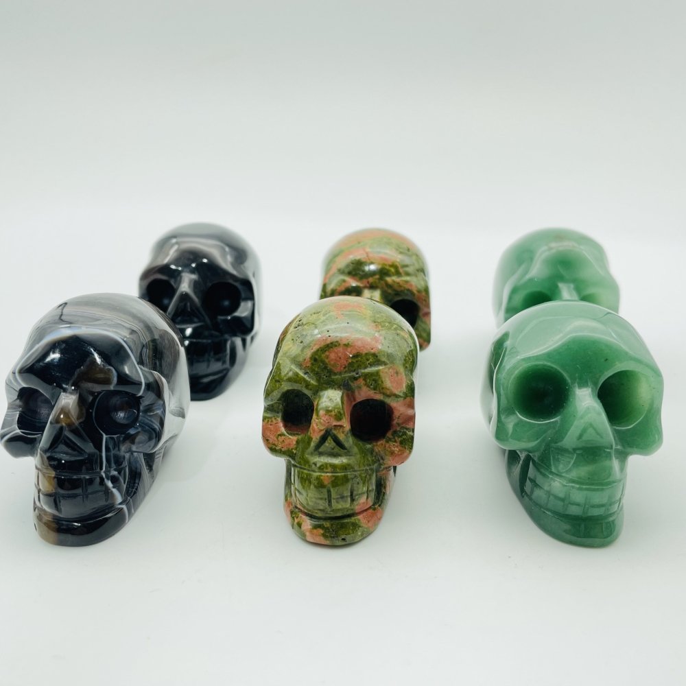 Black Agate Unakite Green Aventurine Skull Wholesale -Wholesale Crystals