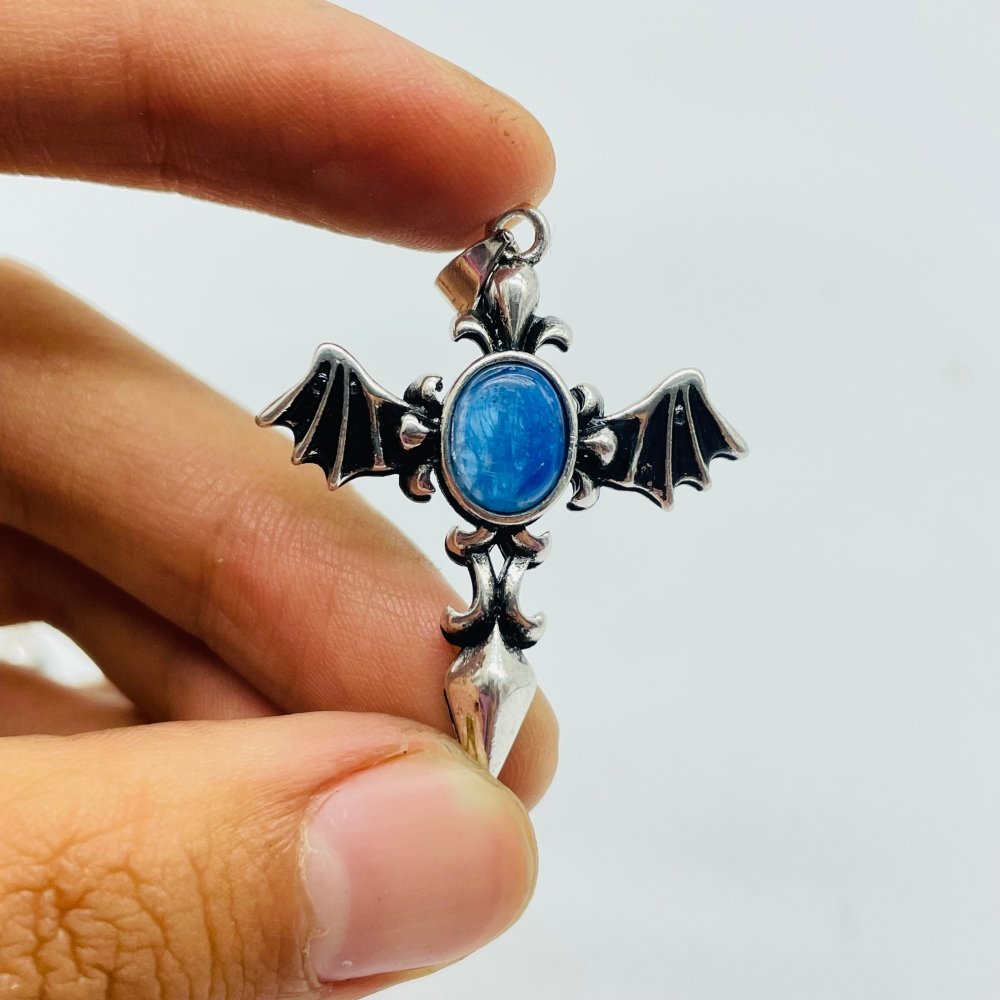 Blue Kyanite DIY Pendant Demon Sword Pendant Wholesale Gothic Sword with Devil Wing -Wholesale Crystals
