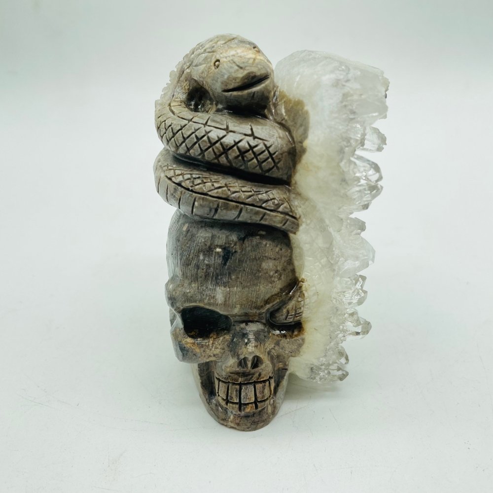 Clear Quartz Cluster Snake Skull Carving -Wholesale Crystals