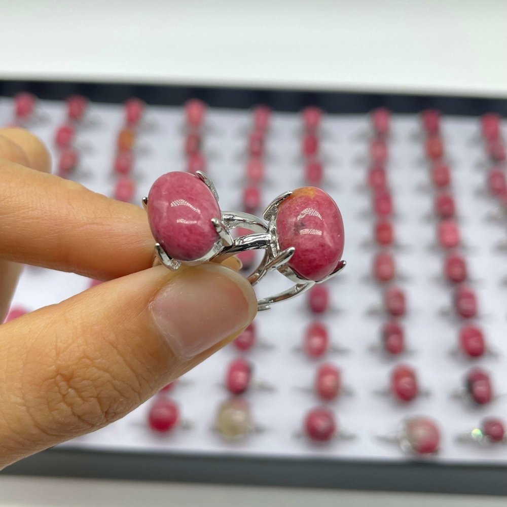 89 Pieces Pink Rhodonite Different Styles Ring -Wholesale Crystals