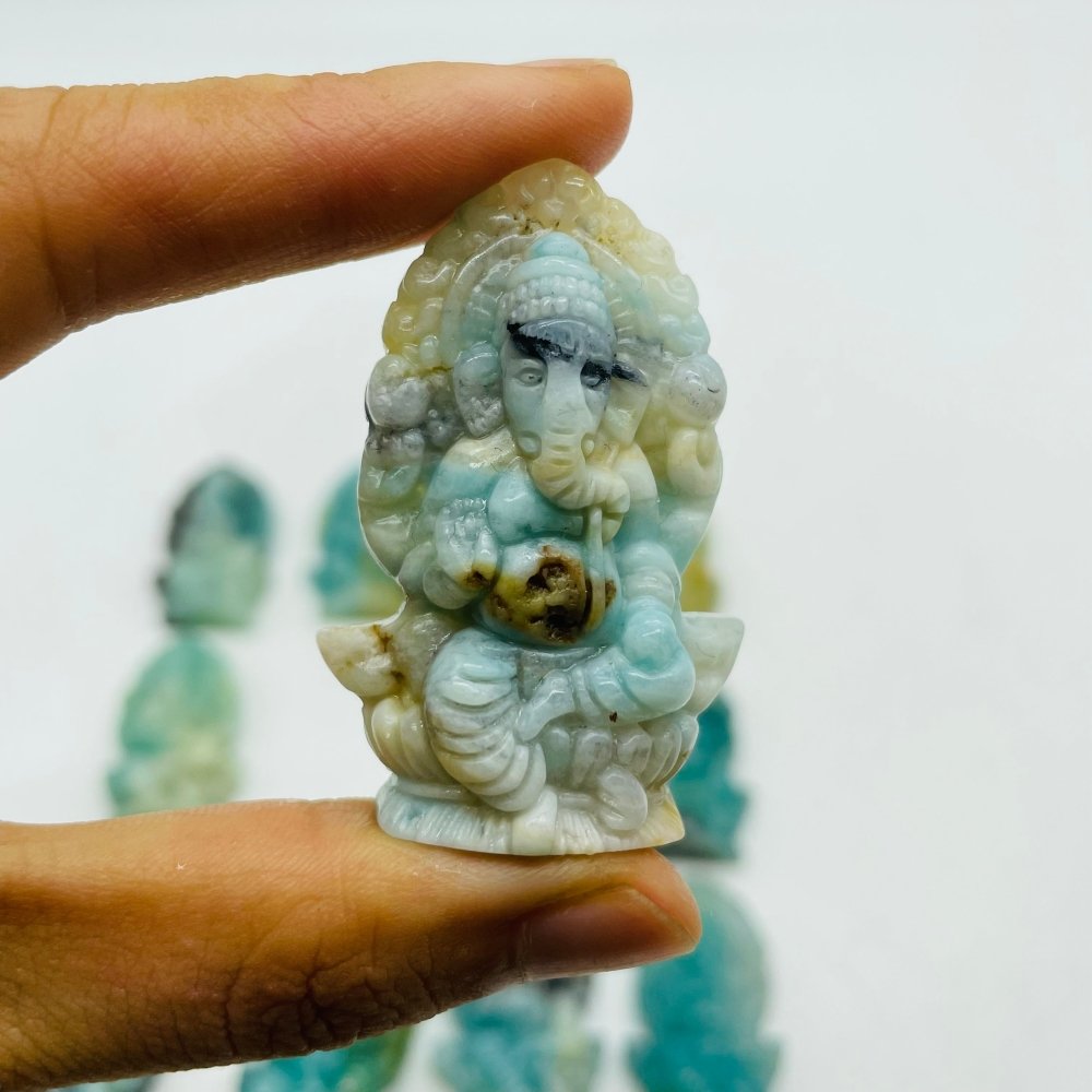 12 Pieces High Quality Caribbean Calcite Ganesha Carving -Wholesale Crystals