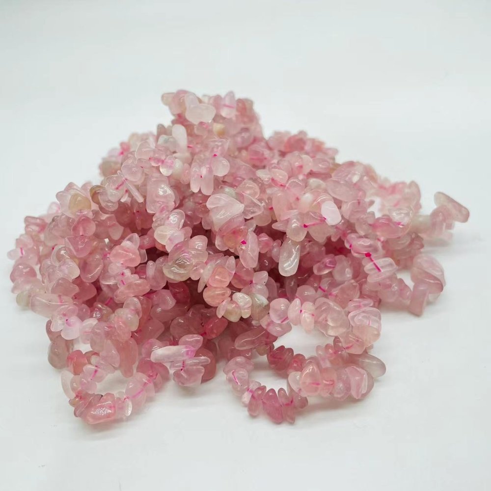 Deep Pink Madagascar Rose Quartz Chip Bracelet Wholesale -Wholesale Crystals